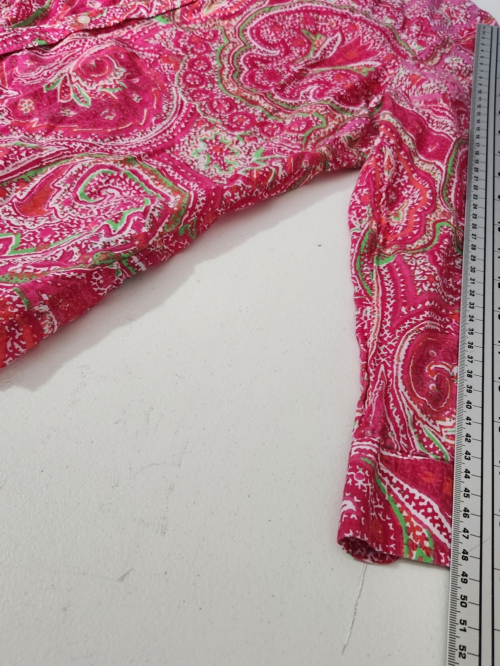 Lauren Ralph Lauren Pink, Green & White Printed Cotton Blouse - Picture 8 of 10